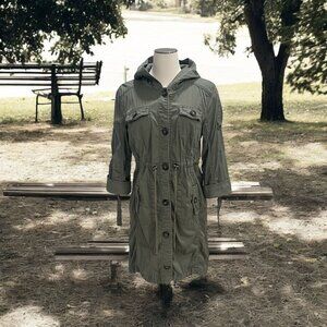 American Rag Olive Green Hooded Utility Jacket Gorpcore Urban Chic Outdoor Camp